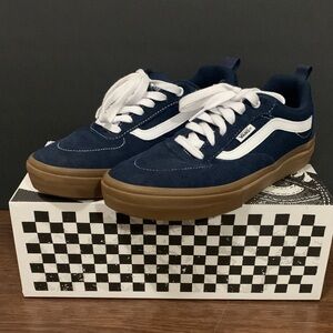 Vans Men's Navy and White Kyle Walker Sneakers with Gum Sole. Size 10.